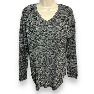 Allegra Women’s V-neck Sweater Black Space Dye Size Medium